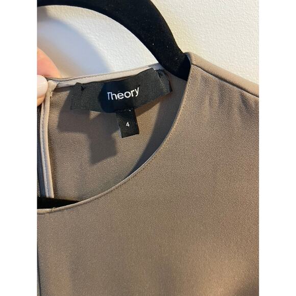 Theory Taupe Short-Sleeve A-Line Dress – Size 4 - Picture 4 of 7